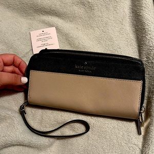 Beige and black Kate Spade Wristlet/ Wallet